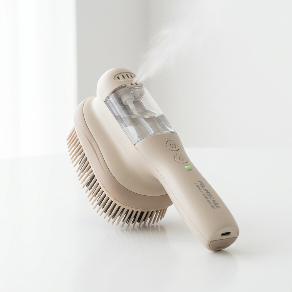 Electric Cat Steam Brush – 3-In-1 Pet Grooming Comb with Water Spray for Cats and Dogs, USB Rechargeable