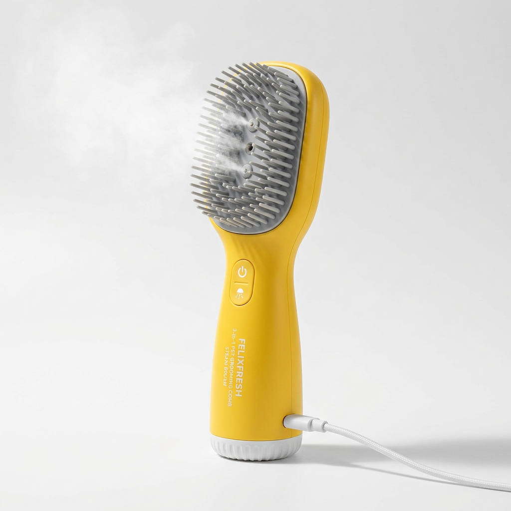 Electric Cat Steam Brush – 3-In-1 Pet Grooming Comb with Water Spray for Cats and Dogs, USB Rechargeable