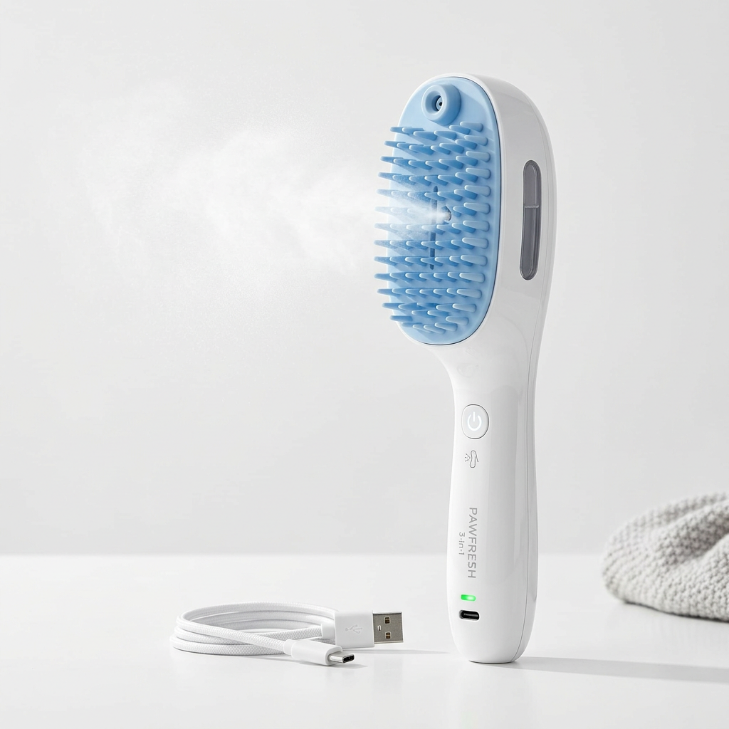 Electric Cat Steam Brush – 3-In-1 Pet Grooming Comb with Water Spray for Cats and Dogs, USB Rechargeable